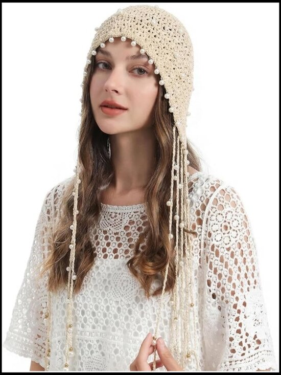 Handmade Crochet Slouchy Beanie Hat with Tassel - Cotton Breathable main image 6